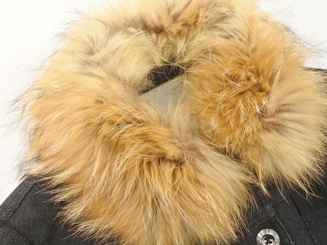 CARA O CRUZ キャラオクルス ラクーンファー 付き Gジャン デニム ジャケット size11/黒 ◇■ ☆ flb7 レディース【USED】【中古】【古着】【ブランド古着買取・販売ABJ】