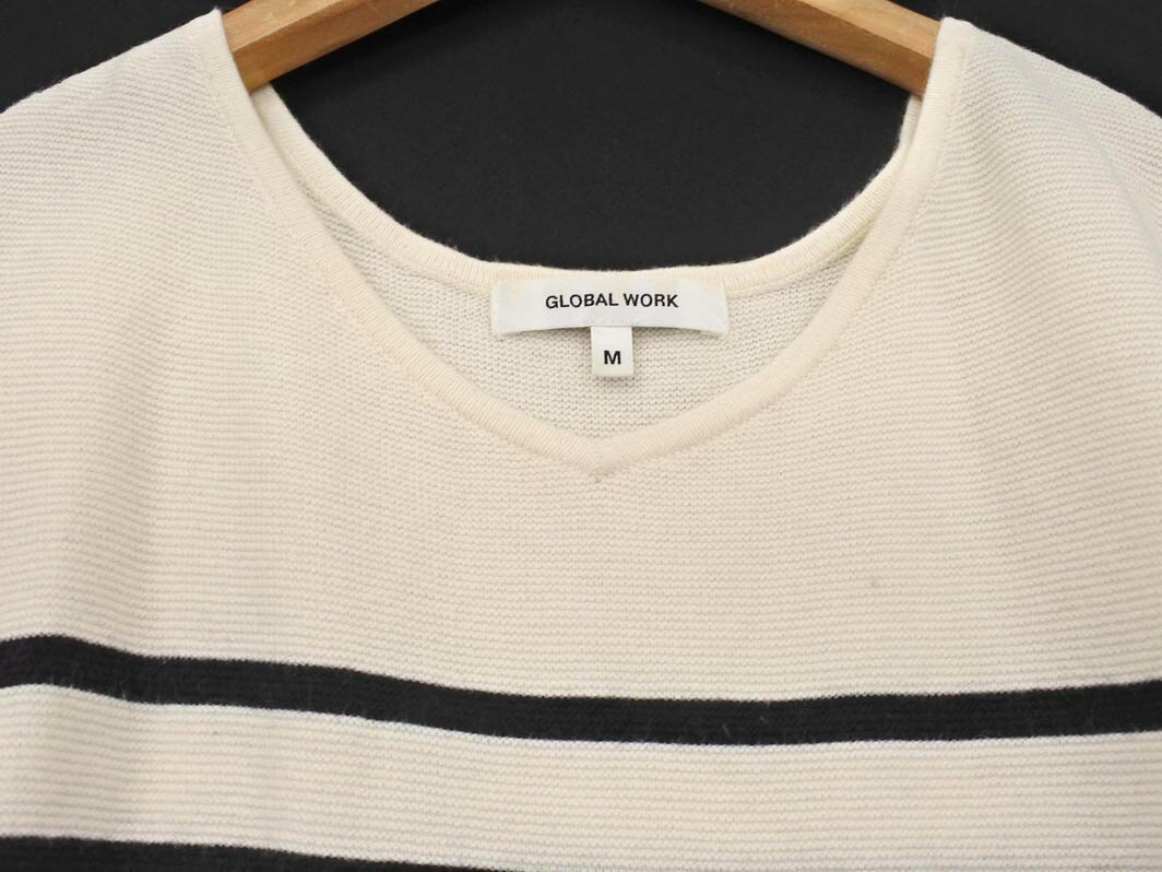 GLOBAL WORK グローバルワーク ボーダー ワイド幅 ニット セーター sizeM/オフホワイトx黒 ■◇ ☆ gfa3 レディース【USED】【中古】【古着】【ブランド古着買取・販売ABJ】 furugi-abj-11180290 ブランド古着ならABJ サンプル画像2