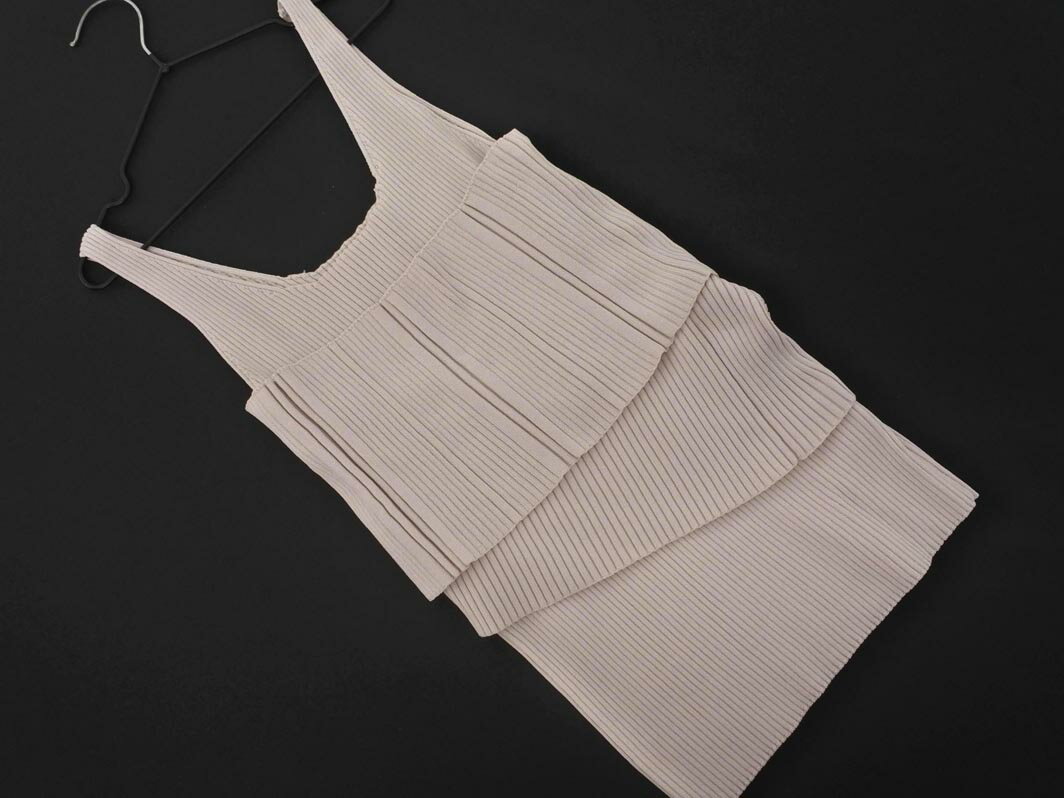 LAGUNAMOON ラグナムーン クロス リブ ニット セーター sizeF/グレージュ ■◆ ☆ ffb9 レディース【USED..