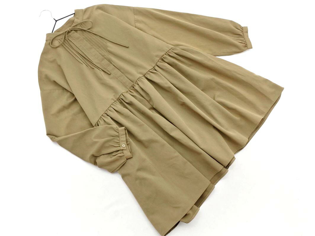 merry jenny メリージェニー バンドカラー チュニック ワンピース sizeF/ベージュ ◇■ ☆ fja1 レディース【USED】【中古】【古着】【ブランド古着買取・販売ABJ】