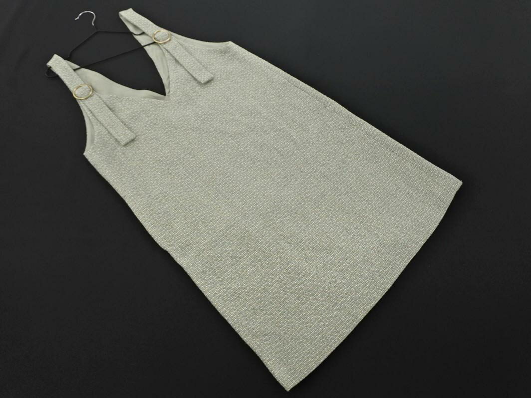 Couture brooch クチュールブローチ ツイード ジャンパー スカート size38/緑 ◇■ ☆ fkb3 レディース【USED】【中古】【古着】【ブランド古着買取・販売ABJ】