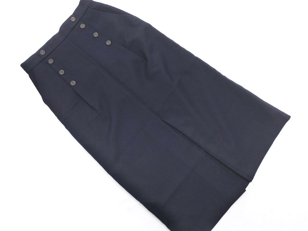 OPAQUE オペーク スリット ロング スカート sizeL/濃紺 ■■ ☆ fga4 レディース【USED】【中古】【古着】【ブランド古着買取・販売ABJ】