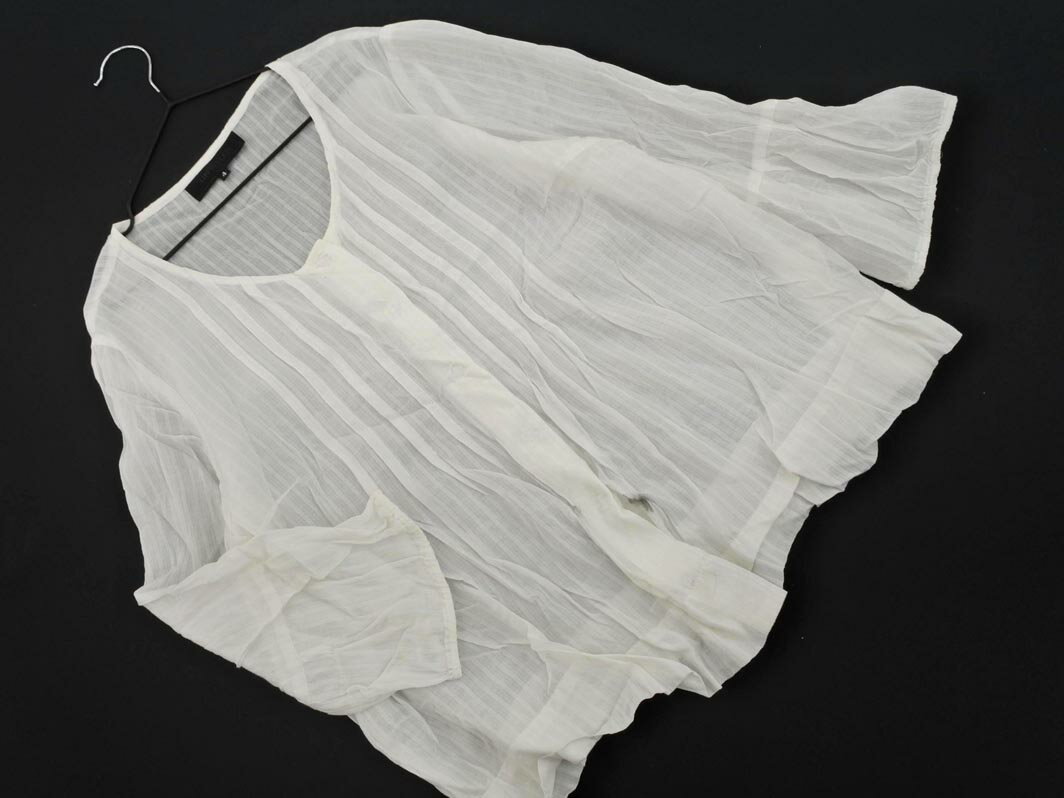 ネコポスOK UNTITLED アンタイトル ストライプ シアー ブラウス シャツ size4/白 ■◇ ☆ fba3 レディース【USED】【中古】【古着】【ブランド古着買取・販売ABJ】