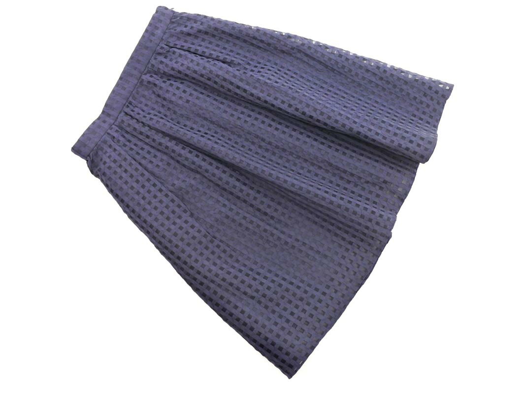 ネコポスOK UNTITLED アンタイトル チェック プリーツ スカート size2/紺 ■◇ ☆ fhc1 レディース【USED】【中古】【古着】【ブランド古着買取・販売ABJ】