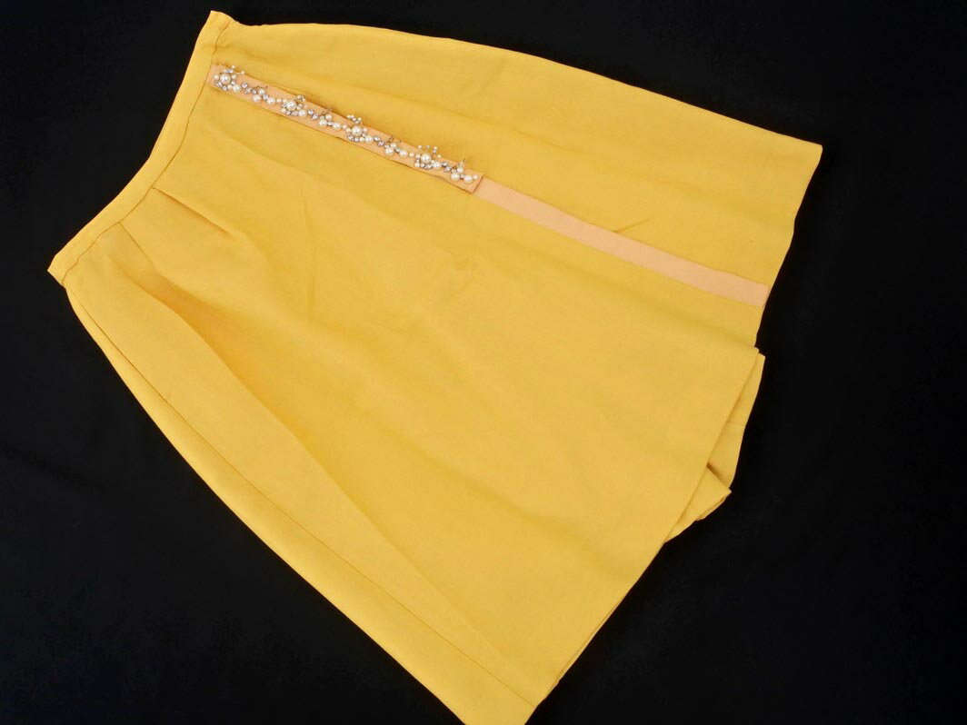 Chesty チェスティ パールビーズ ビジュー ガウチョ ワイド パンツ size1/黄 ◇■ ☆ ekc1 レディース【USED】【中古】【古着】【ブランド古着買取・販売ABJ】