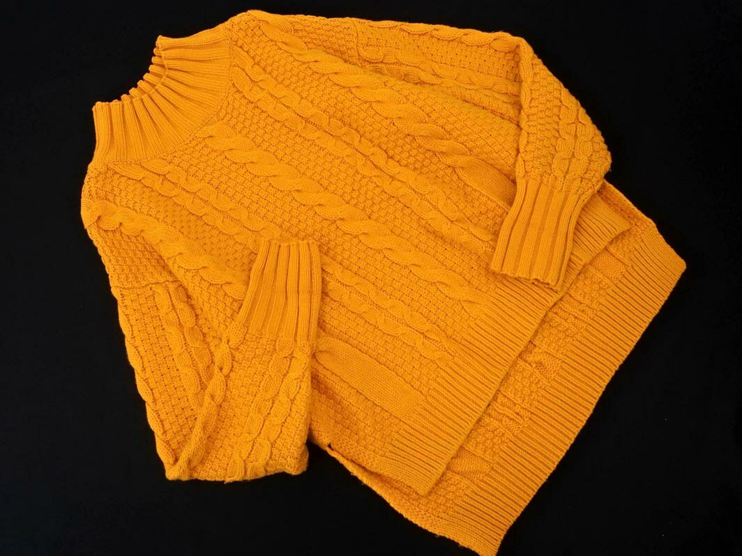 LOWRYS FARM ローリーズファーム スリット モックネック ケーブル編み ニット セーター sizeL/黄 ◇■ ☆ ekc6 レディース【USED】【中古】【古着】【ブランド古着買取・販売ABJ】