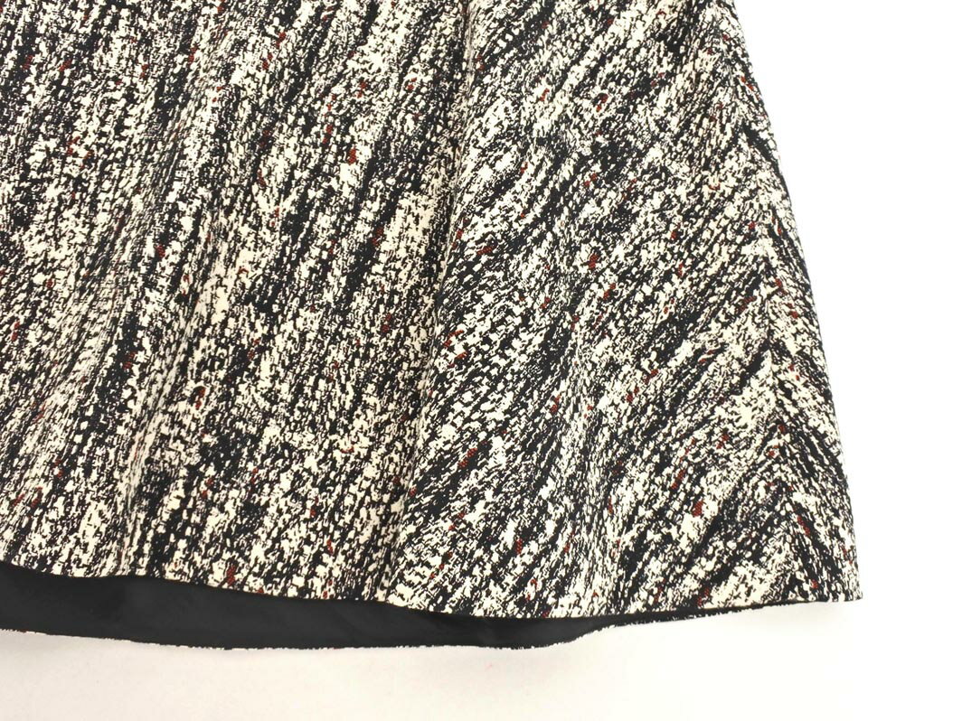 新品 DOROTHEE SCHUMACHER ドロシーシューマッハ 総柄 Aライン 台形 スカート size2/白x黒 ◇■◎ ☆ fjc9 レディース【USED】【中古】【古着】【ブランド古着買取・販売ABJ】