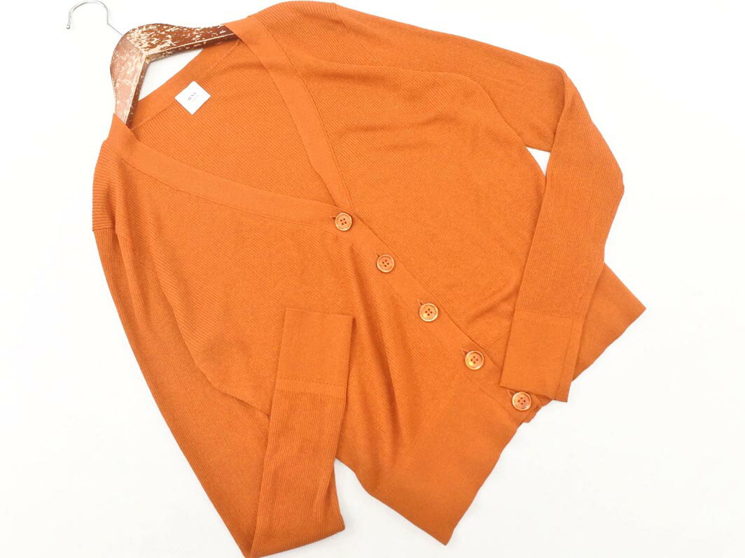 ネコポスOK IENA イエナ Vネック リブ カーディガン レンガ ◇■ ☆ fib1 レディース【USED】【中古】【古..