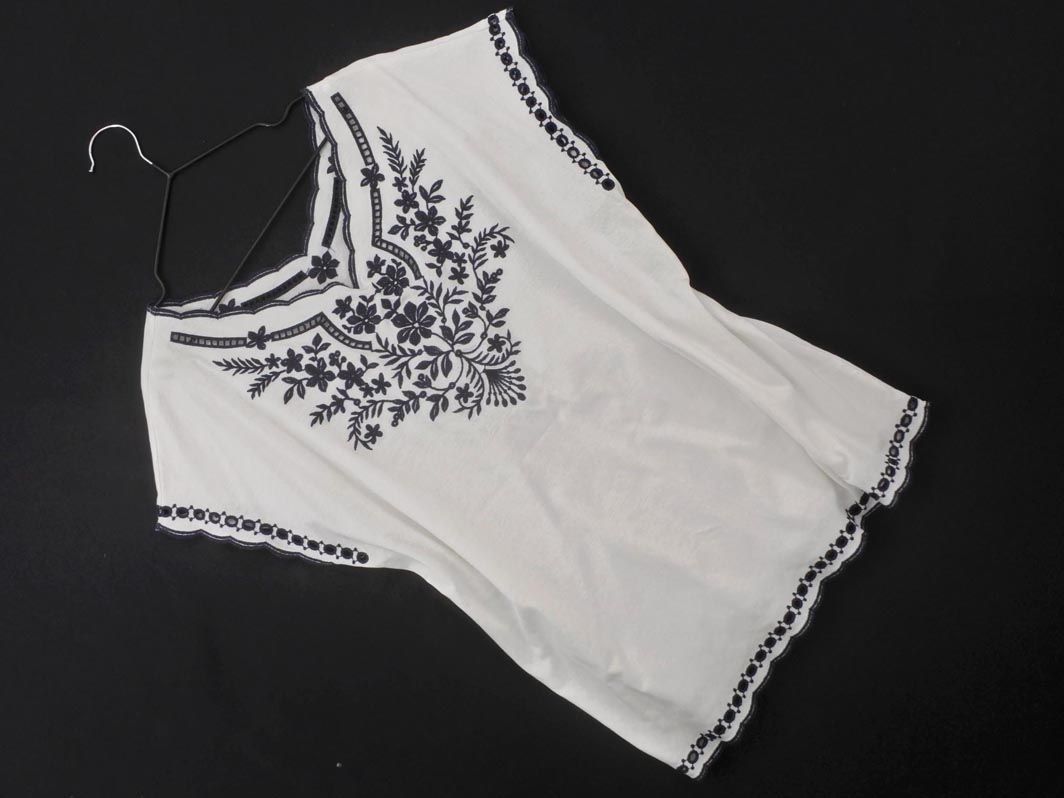 ネコポスOK 組曲 刺繍 カットソー size2/白x紺 ■◆ ☆ efa6 レディース【USED】【中古】【古着】【ブランド古着買取・販売ABJ】