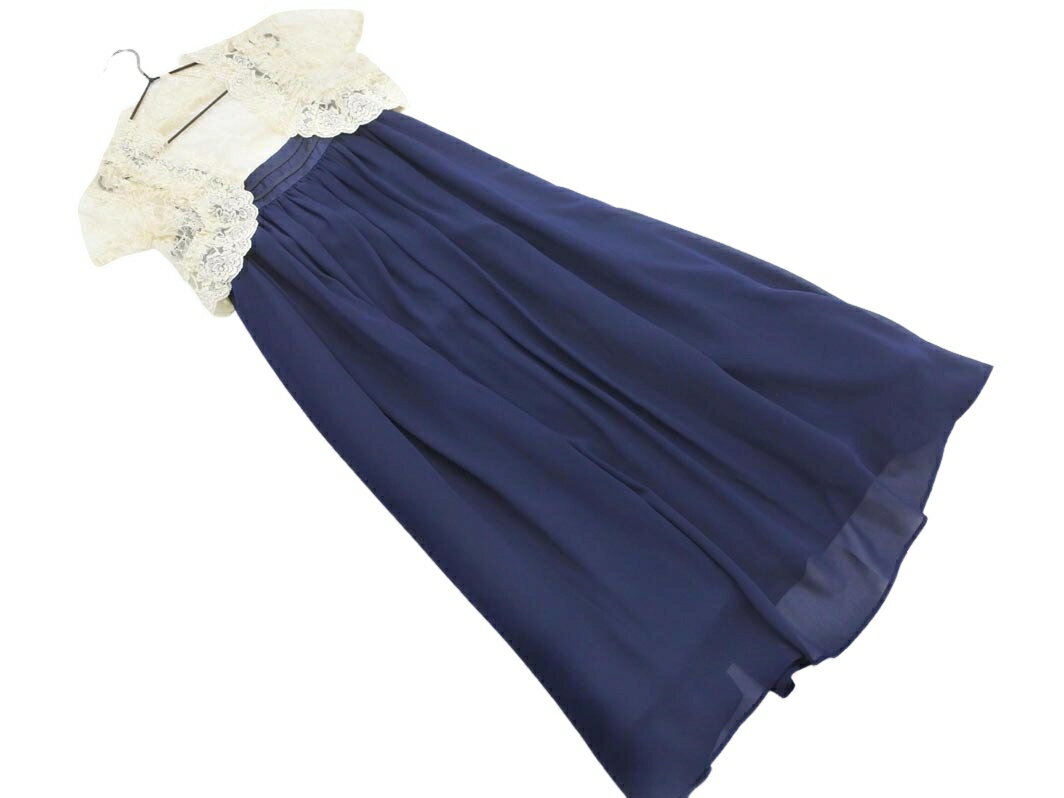 Rue de B リューデベー レース ボレロ シフォン キャミワンピース セット size2/紺xベージュ ■◆ ☆ fec1 レディース【USED】【中古】...