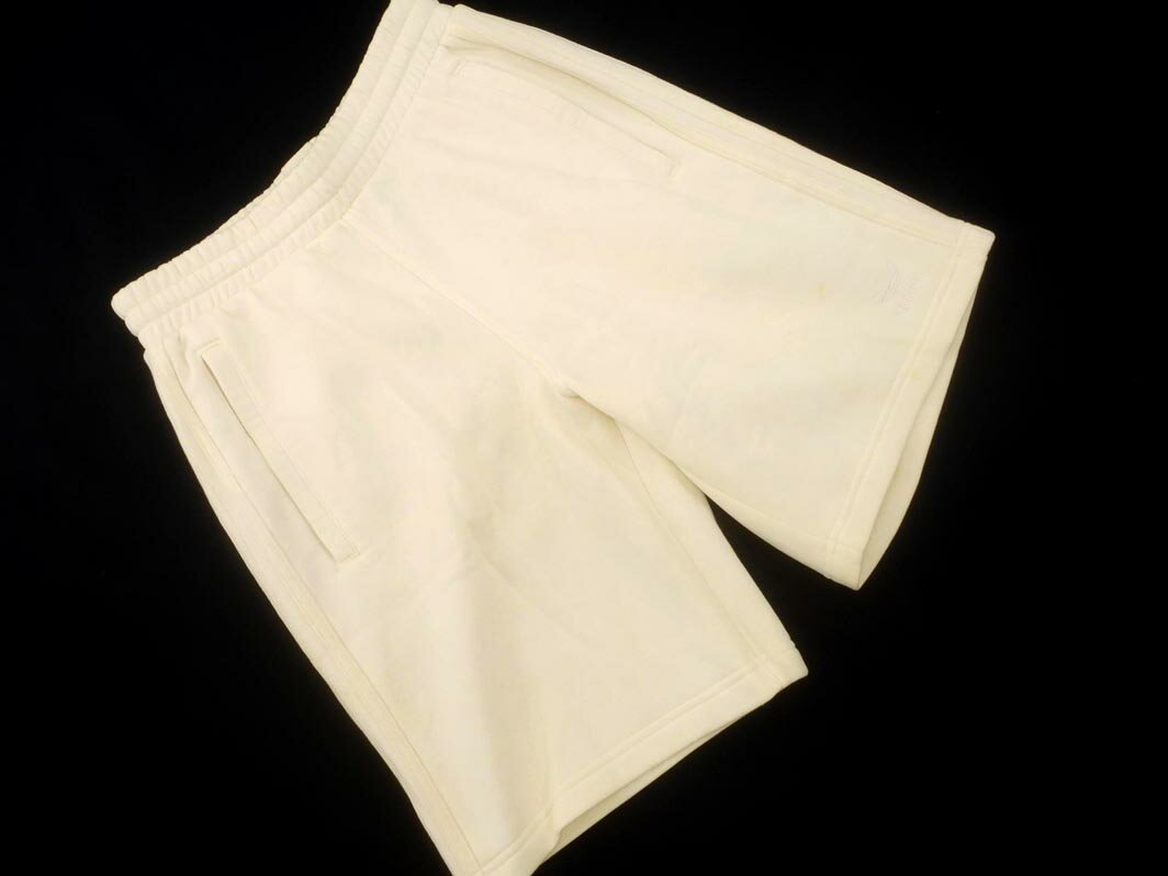 adidas originals アディダスオリジナルス 裏起毛 3ライン 刺 ロゴ ハーフ パンツ sizeM/オフホワイト ◇■ ☆ fja9 メンズ【USED】【中古】【古着】【ブランド古着買取・販売ABJ】