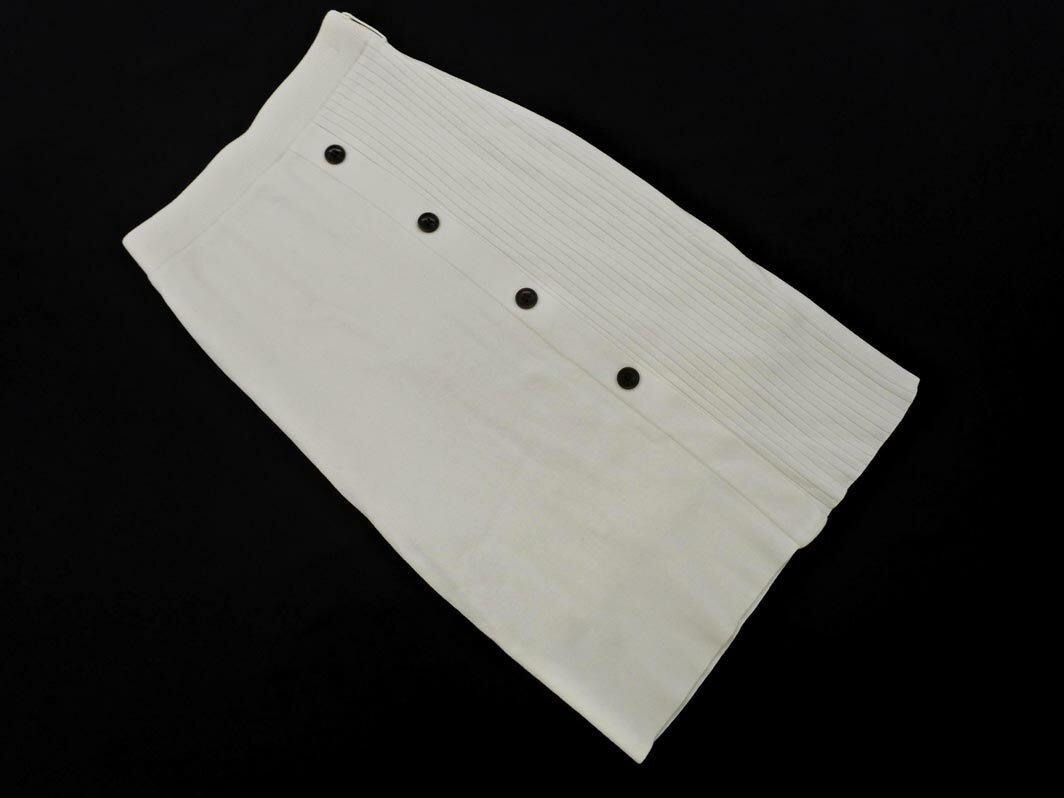 Apuweiser-riche アプワイザーリッシェ リブ 切替 ニット スカート size2/白 ◇■ ☆ fac7 レディース【USED】【中古】【古着】【ブランド古着買取・販売ABJ】