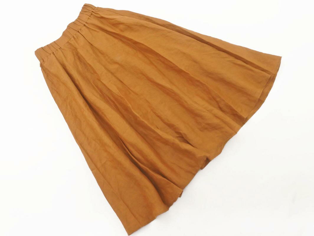 SYSORUS シソラス リネン100% フレア スカート size38/茶 ■◆ ☆ fhb2 レディース【USED】【中古】【古着..