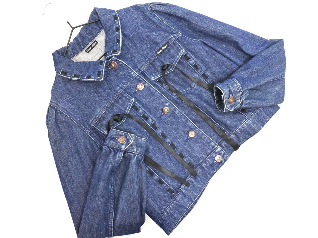 Candy Stripper キャンディストリッパー リボン Gジャン デニム ジャケット sizeS/紺 ◇■ ☆ fka7 レディース【USED】【中古】【古着】【ブランド古着買取・販売ABJ】