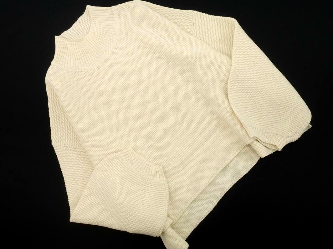 merlot メルロー ボリュームスリーブ ハイネック ワイド幅 ニット セーター アイボリー ◇■ ☆ ekc5 レディース【USED】【中古】【古着】【ブランド古着買取・販売ABJ】