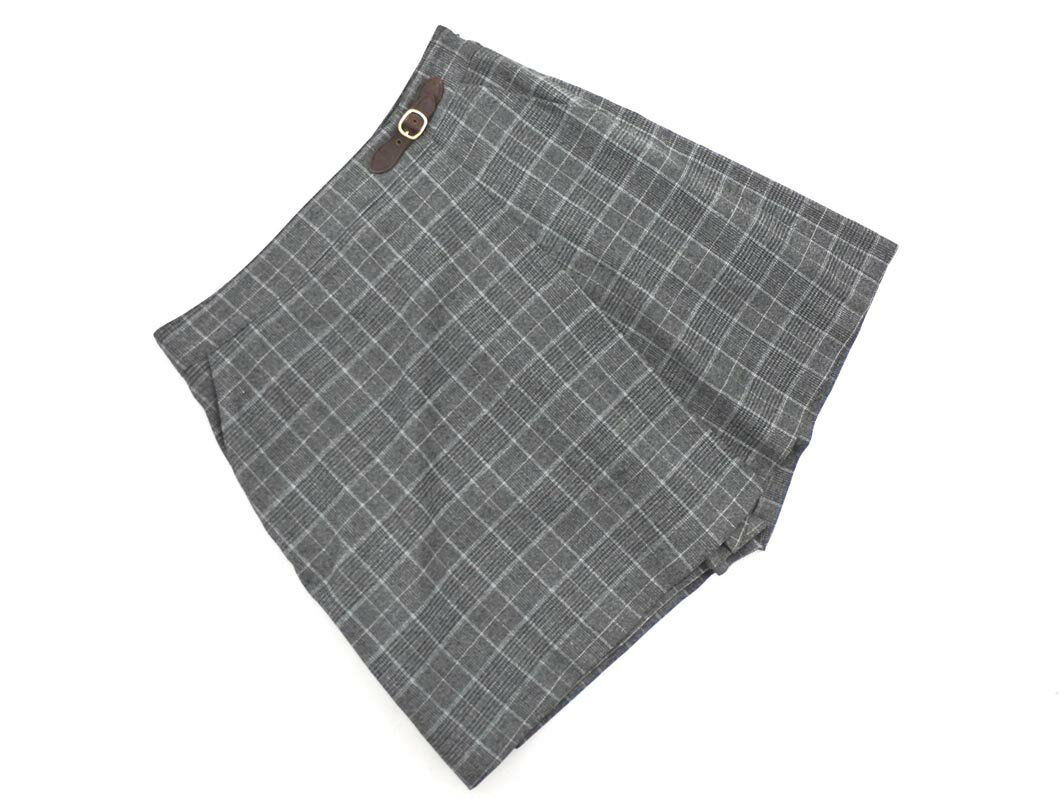 ネコポスOK KUMIKYOKU 組曲 ラップ風 グレンチェック ショート パンツ size2/グレー ◇■ ☆ fjb7 レディース【USED】【中古】【古着】【..