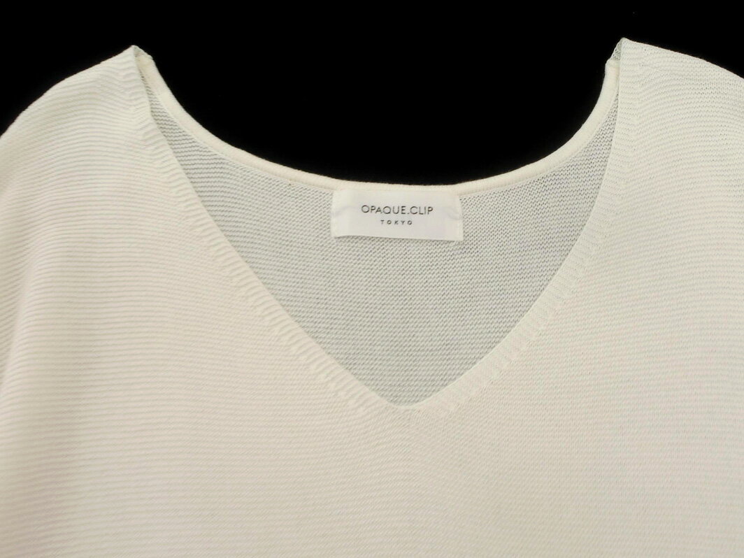 OPAQUE オペーク Vネック フレアスリーブ ニット セーター sizeM/白 ■◆ ☆ ffb0 レディース【USED】【中古】【古着】【ブランド古着買取・販売ABJ】