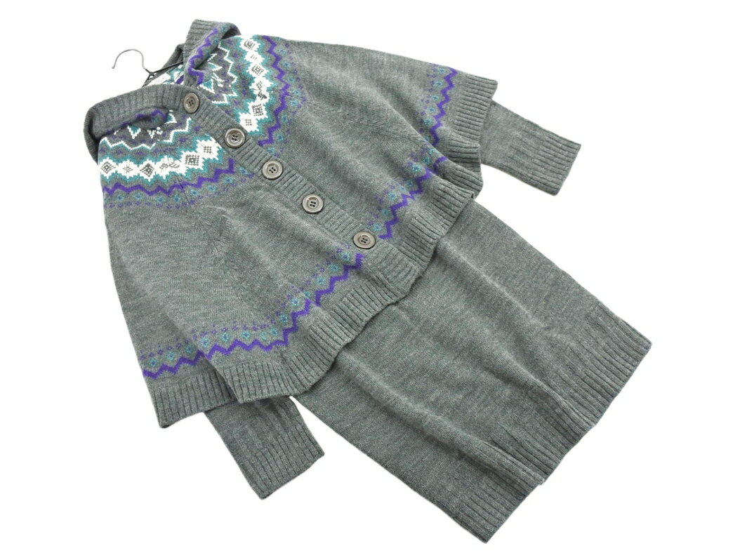 any FAM エニィファム ウール混 ニット ポンチョ ワンピース セットアップ size2/グレー ◇■ ☆ fjc3 レディース【USED】【中古】【古着...