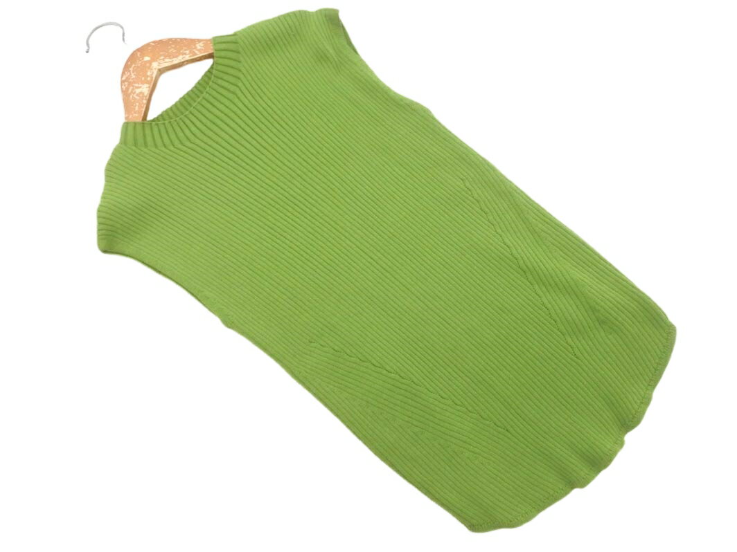 URBAN RESEARCH アーバンリサーチ リブ ラウンドヘム ノースリーブ ニット セーター sizeone/黄緑 ■◆ ☆..