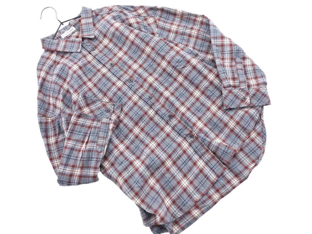 ネコポスOK a.v.v アーヴェヴェ チェック 長袖 シャツ sizeS/グレーx茶 ◇■ ☆ eic7 レディース【USED】【中古】【古着】【ブランド古着買取・販売ABJ】