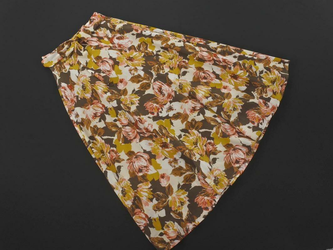 Rope Picnic ロペピクニック リボンベルト付き 花柄 マキシ スカート size38/茶 ■■ ☆ fhc1 レディース【USED】【中古】【古着】【ブランド古着買取・販売ABJ】