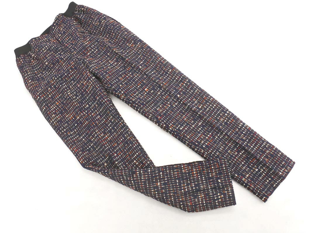 7-IDconcept. 7-IDコンセプト 総柄 テーパード パンツ size38/紺 ■■ ☆ fjb7 レディース【USED】【中古】【古着】【ブランド古着買取・販売ABJ】