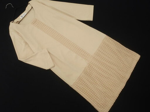 MICHEL KLEIN ミッシェルクラン カットワーク Iライン ワンピース size40/ライトベージュ ■◇ ☆ fgb8 レディース【USED】【中古】【古着】【ブランド古着買取・販売ABJ】 MICHEL KLEIN ミッシェルクラン カットワーク Iライン ワンピース size40/ライトベージュ ■◇ ☆ fgb8 レディース【USED】【中古】【古着】【ブランド古着買取・販売ABJ】