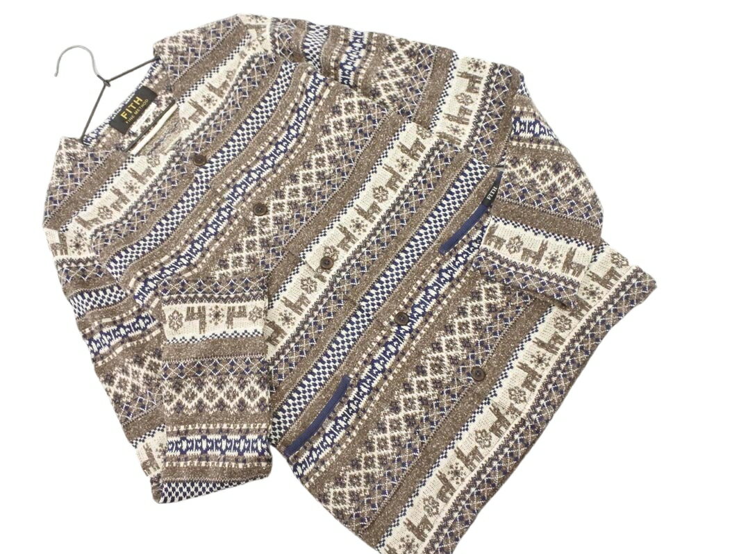 FITH フィス 総柄 カーディガン 150cm グレージュ ◇■ ☆ fia5 【USED】【中古】【古着】【ブランド古着買取・販売ABJ】
