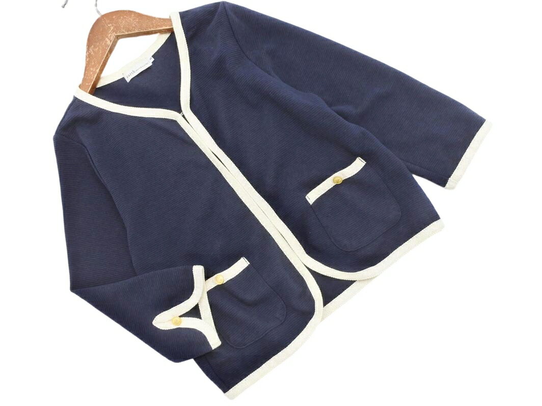 earth music&amp;ecology アースミュージック＆エコロジー ノーカラー ジャケット sizeS/紺 ■◇ ☆ fha8 メンズ【USED】【中古】【古着】【ブランド古着買取・販売ABJ】