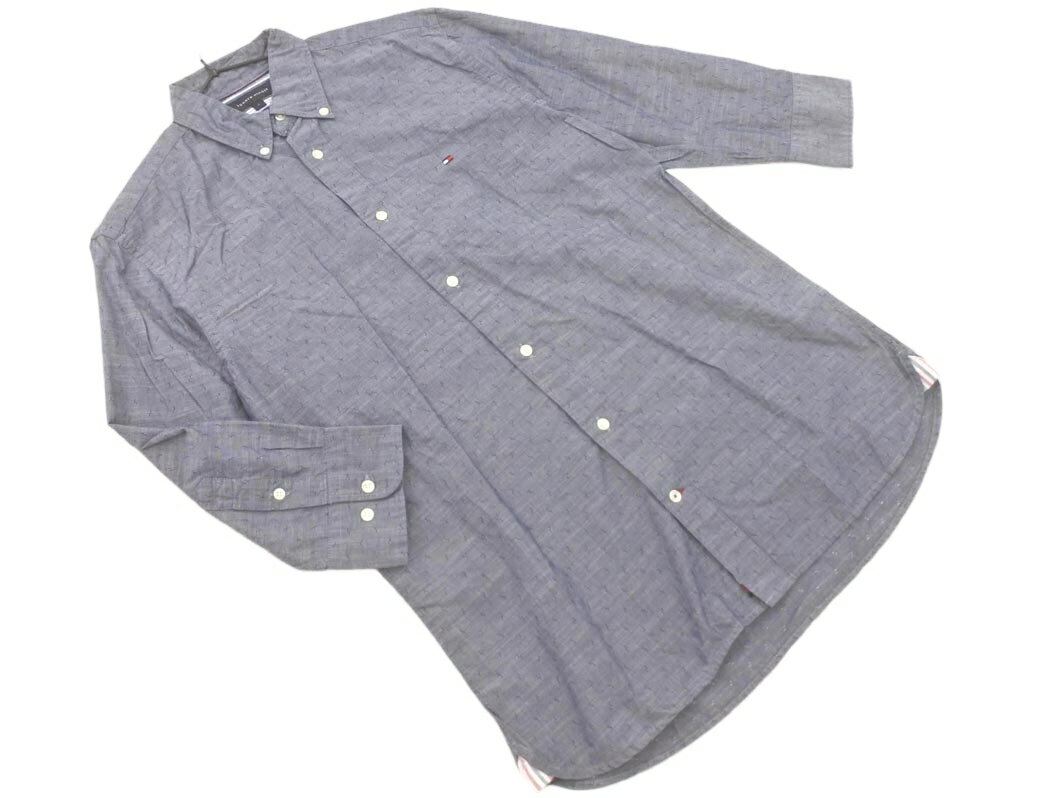 TOMMY HILFIGER トミーヒルフィガー ボタンダウン シャツ sizeS/紺 ■◇ ☆ fha4 メンズ【USED】【中古】【古着】【ブランド古着買取・販売ABJ】
