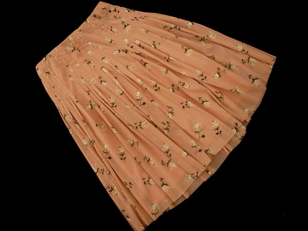 HANAE MORI ハナエモリ メッシュ 花柄 プリーツ スカート sizeM/ピンク ■◇ ☆ fgc3 レディース【USED】【中古】【古着】【ブランド古着買取・販売ABJ】