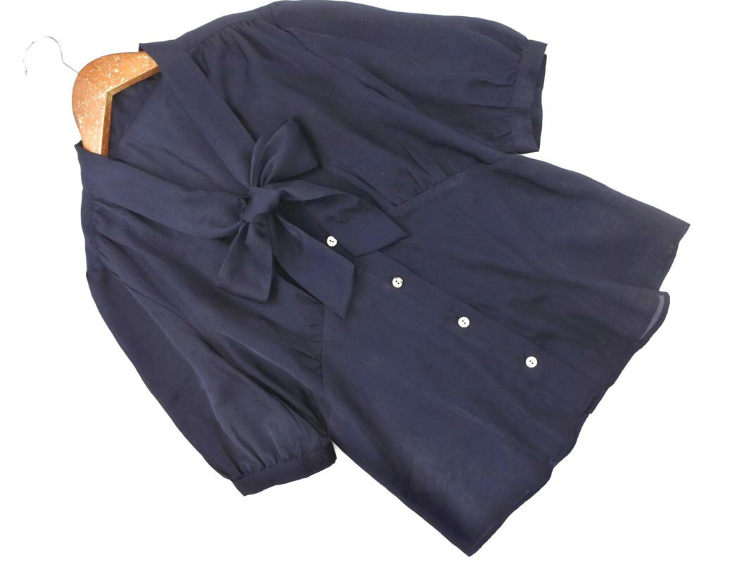 ネコポスOK UNITED ARROWS ユナイテッドアローズ ボウタイ ブラウス シャツ size38/紺 ■◆ ☆ fha8 レディース【USED】【中古】【古着】【ブランド古着買取・販売ABJ】