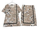 wb ダブルビー ボタニカル柄 カットソー スカート セットアップ size38/茶 ■◆ ☆ fdc4 レディース【USED】【中古】【古着】【ブランド古着買...