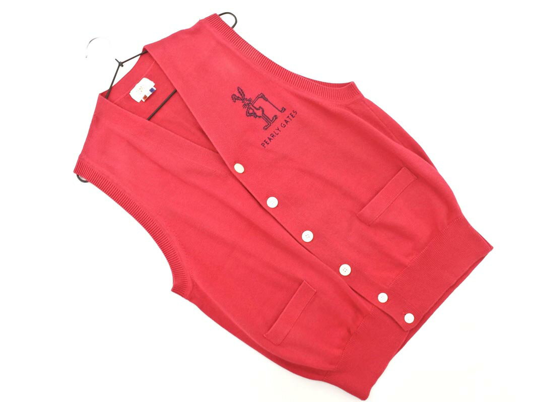 PEARLY GATES パーリーゲイツ アニマル柄 ニット ベスト sizeM/ピンク ◇■ ☆ fja9 メンズ【USED】【中古..