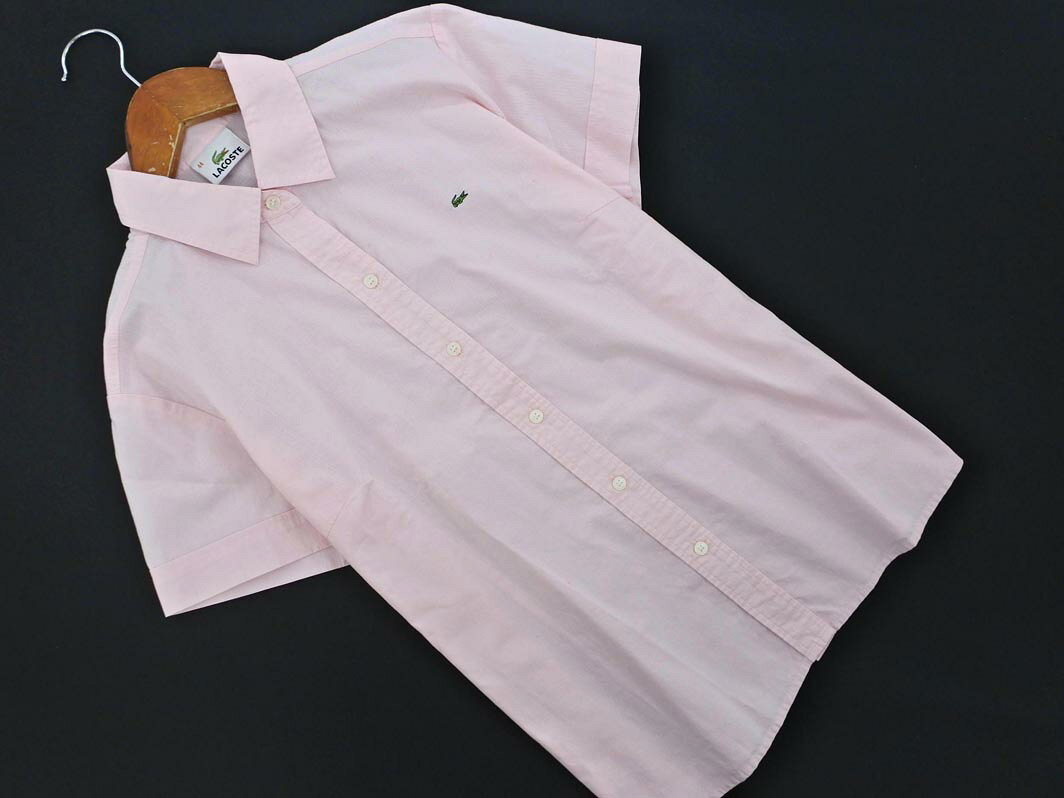 ネコポスOK LACOSTE ラコステ ストライプ シャツ size44/ピンク ■◆ ☆ ghc5 レディース【USED】【中古】【古着】【ブランド古着買取・販売ABJ】