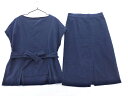 STYLE DELI スタイルデリ 綿麻 ブラウス スカート セットアップ sizeS/紺 ■◆ ☆ elb6 レディース【USED】【中古】【古着】【ブランド...