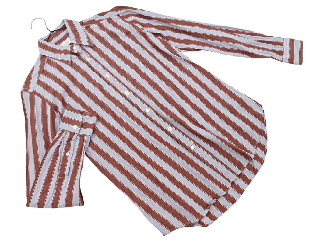 BAGUTTA バグッタ ストライプ シャツ sizeS/白x青Xボルドー ■◇ ☆ fic4 メンズ【USED】【中古】【古着】【ブランド古着買取・販売ABJ】