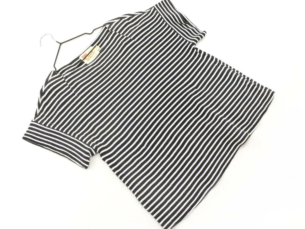 トラディショナル ウェザーウェア ボーダー ボートネック プルオーバー ニット セーター sizeS/白x黒 ■..