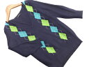 ネコポスOK COMME CA ISM コムサイズム Vネック アーガイル ニット セーター sizeM/紺 ◇■ ☆ fjd1 レディース【USED】【中古】...
