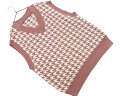 PINK-latte ピンクラテ Vネック 千鳥柄 ニット ベスト sizeS(160cm)/白xピンク ◇■ ☆ fcc4 【USED】【中古】【古着】【ブランド古着買取・販売ABJ】(4)