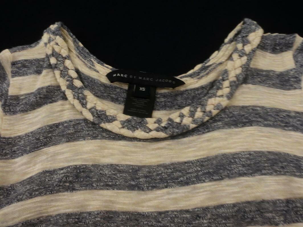 MARC BY MARC JACOBS マークバイマークジェイコブス ボーダー カット ワンピース sizeXS/ベージュx紺 ■◆ ☆ fha4 レディース【USED】【中古】【古着】【ブランド古着買取・販売ABJ】