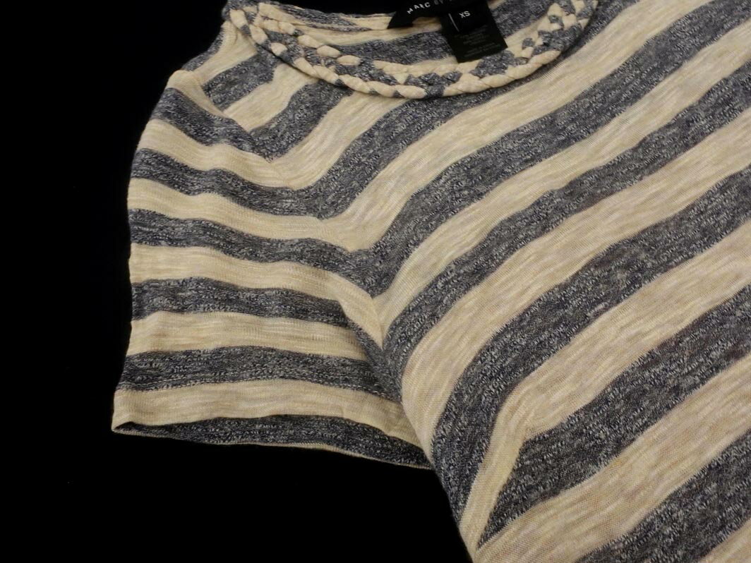 MARC BY MARC JACOBS マークバイマークジェイコブス ボーダー カット ワンピース sizeXS/ベージュx紺 ■◆ ☆ fha4 レディース【USED】【中古】【古着】【ブランド古着買取・販売ABJ】