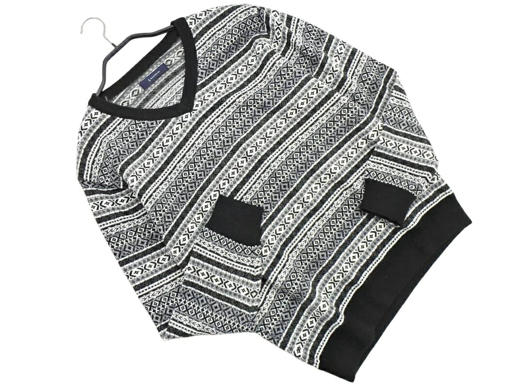 RAGEBLUE レイジブルー ウール混 総柄 ニット セーター sizeL/白x黒 ◇■ ☆ fja8 メンズ【USED】【中古】【古着】【ブランド古着買取・販売ABJ】