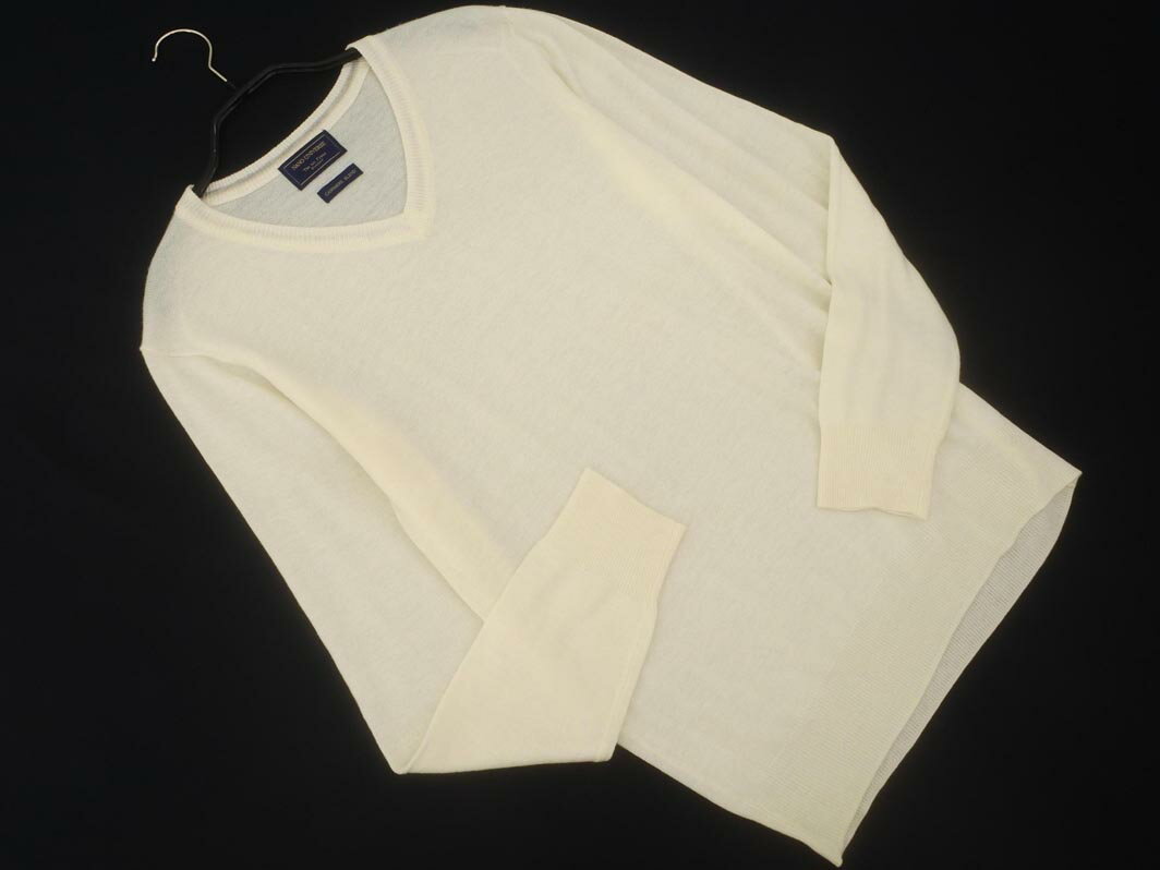 nano universe ナノユニバース ウール混 Vネック ニット セーター sizeM/白 ◇■ ☆ fhc7 メンズ【USED】【中古】【古着】【ブランド古着買取・販売ABJ】