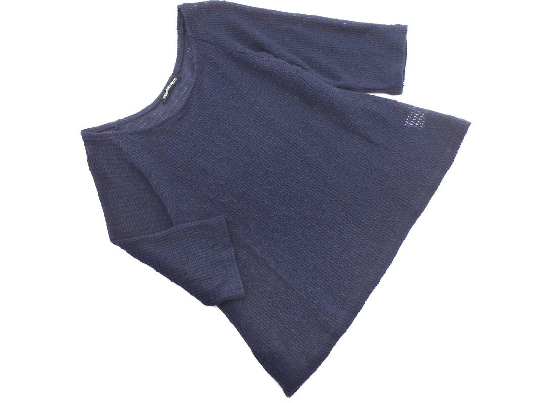 ネコポスOK STRAWBERRY-FIELDS ストロベリーフィールズ 透かし編み カットソー 濃紺 ■◇ ☆ fha4 レディース【USED】【中古】【古着】【ブランド古着買取・販売ABJ】