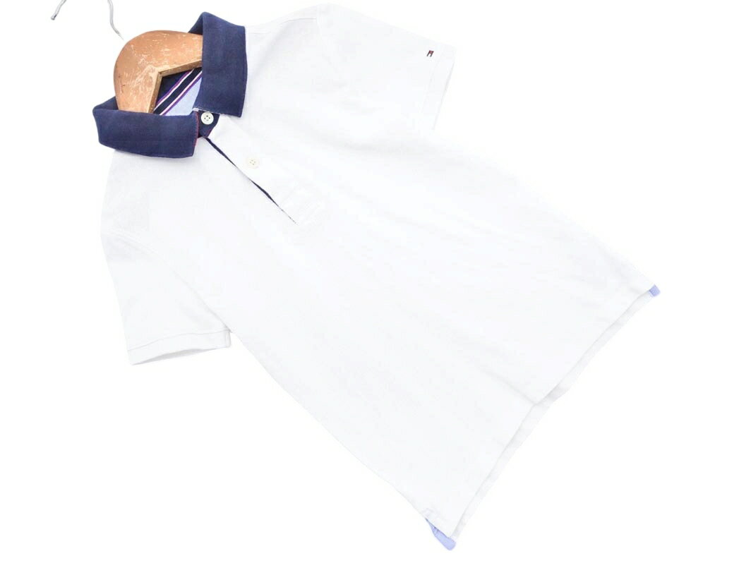 TOMMY HILFIGER トミーヒルフィガー ロゴ 刺繍 ポロシャツ 122cm 白 ■◆ ☆ fec6 【USED】【中古】【古着..
