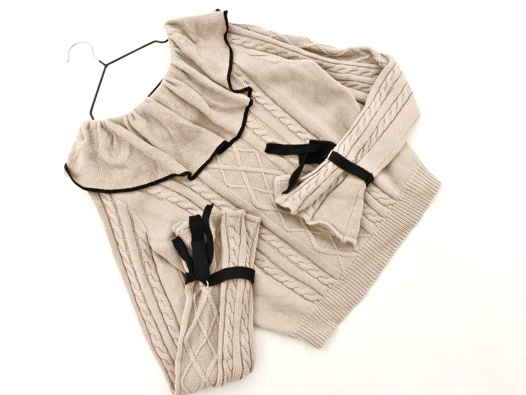 titty＆Co. ティティーアンドコー フリル リボン ニット セーター sizeF/グレー ◇■ ☆ fkb8 レディース【USED】【中古】【古着】【ブランド古着買取・販売ABJ】