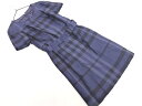 BURBERRY バーバリー LONDON シルク混 チェック Aライン ワンピース size38/濃紺 ■◆ ☆ fgc3 レディース【USED】【中古】【古着】【ブランド古着買取・販売ABJ】