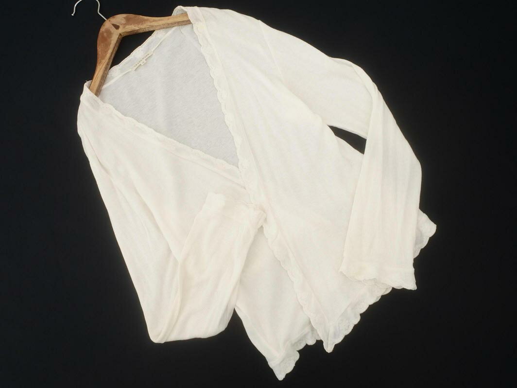 TRANS WORK トランスワーク 刺繍 ショール カーディガン size40/白 ■◇ ☆ fhc0 レディース【USED】【中古】【古着】【ブランド古着買取・販売ABJ】