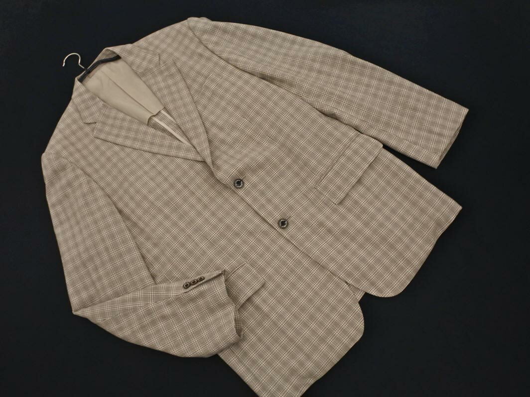 BLACK&amp;WHITE ブラック＆ホワイト チェック テーラード ジャケット sizeLL/ベージュ ■◇ ☆ gdb6 メンズ
